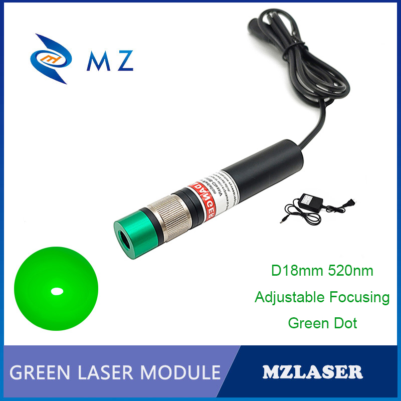 Industrial Laser Supply - Hoge helderheid, instelbaar, focusseerbaar, D18mm, 520nm,