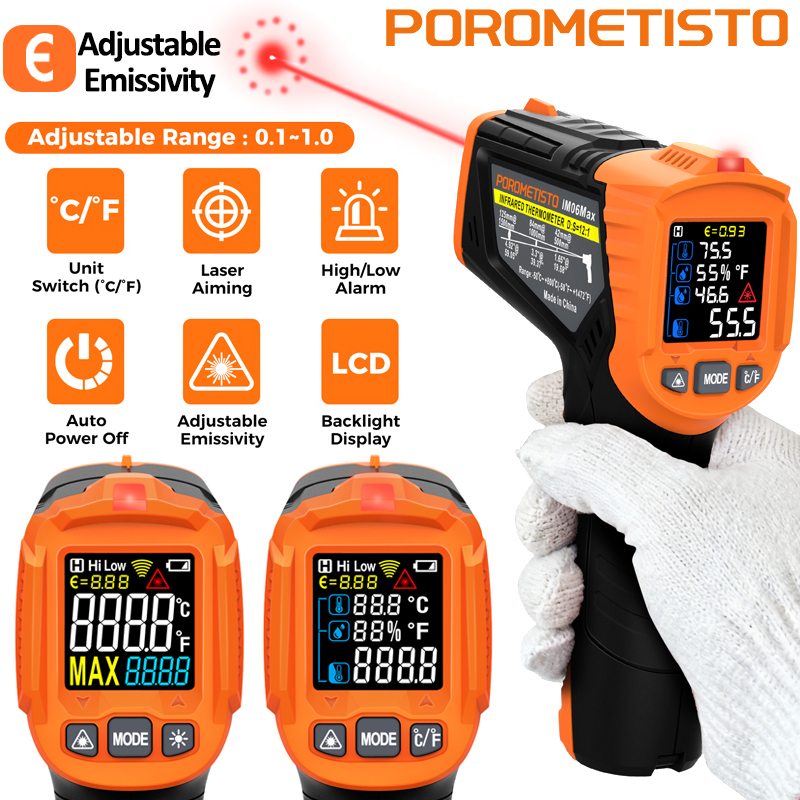 Industrial Infrared Laser - -50~380C Infraroodthermometer -50~800C Professionele digitale temperatuur-vochtigheidsmeter